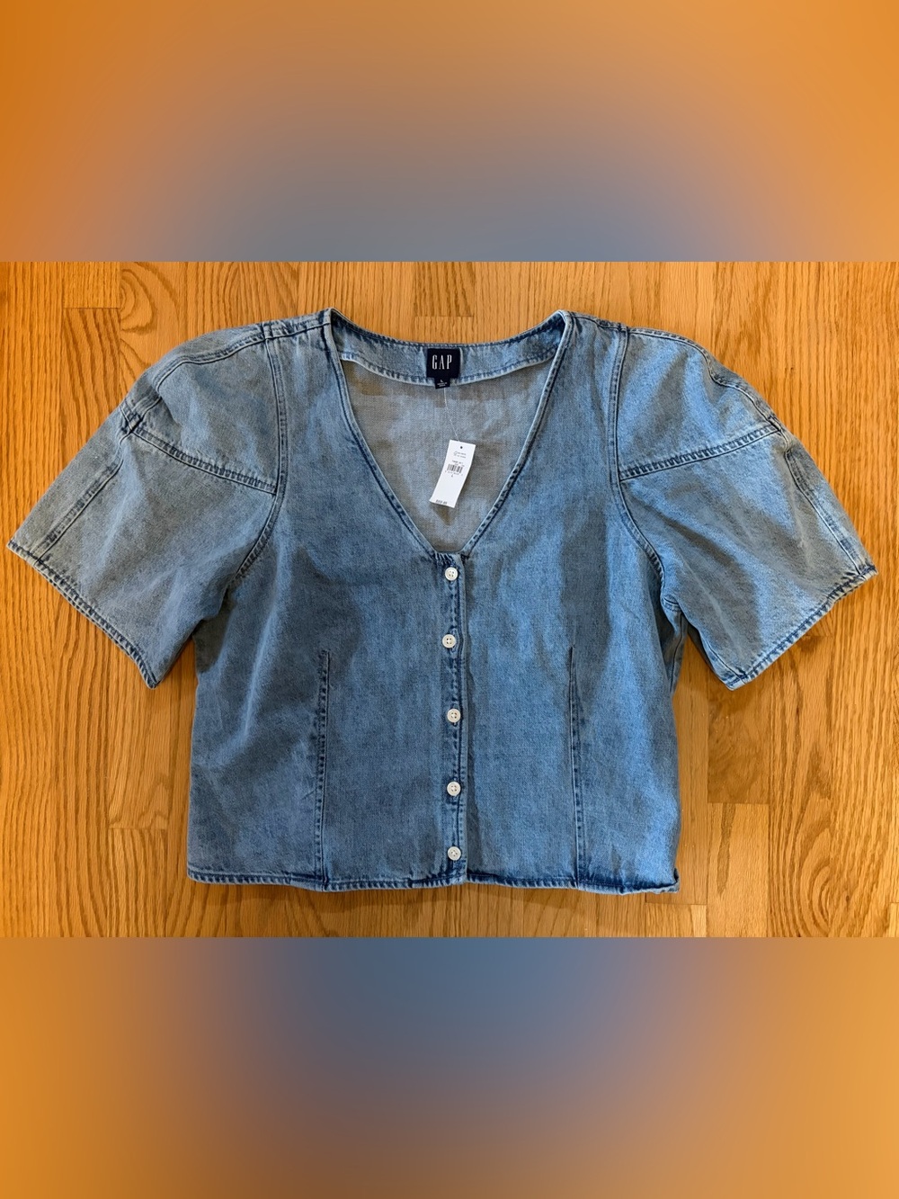GAP Light Blue Denim Button-Down Top